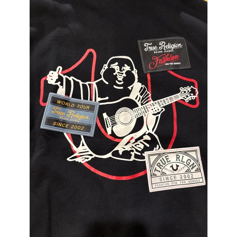NEW True Religion Varsity Jacket Large‎ NWT Black White Buddha Fleece Size M